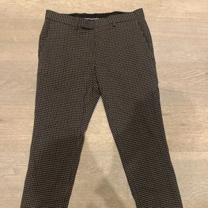 MOSS London Brown/Navy Houndstooth Cropped Pants